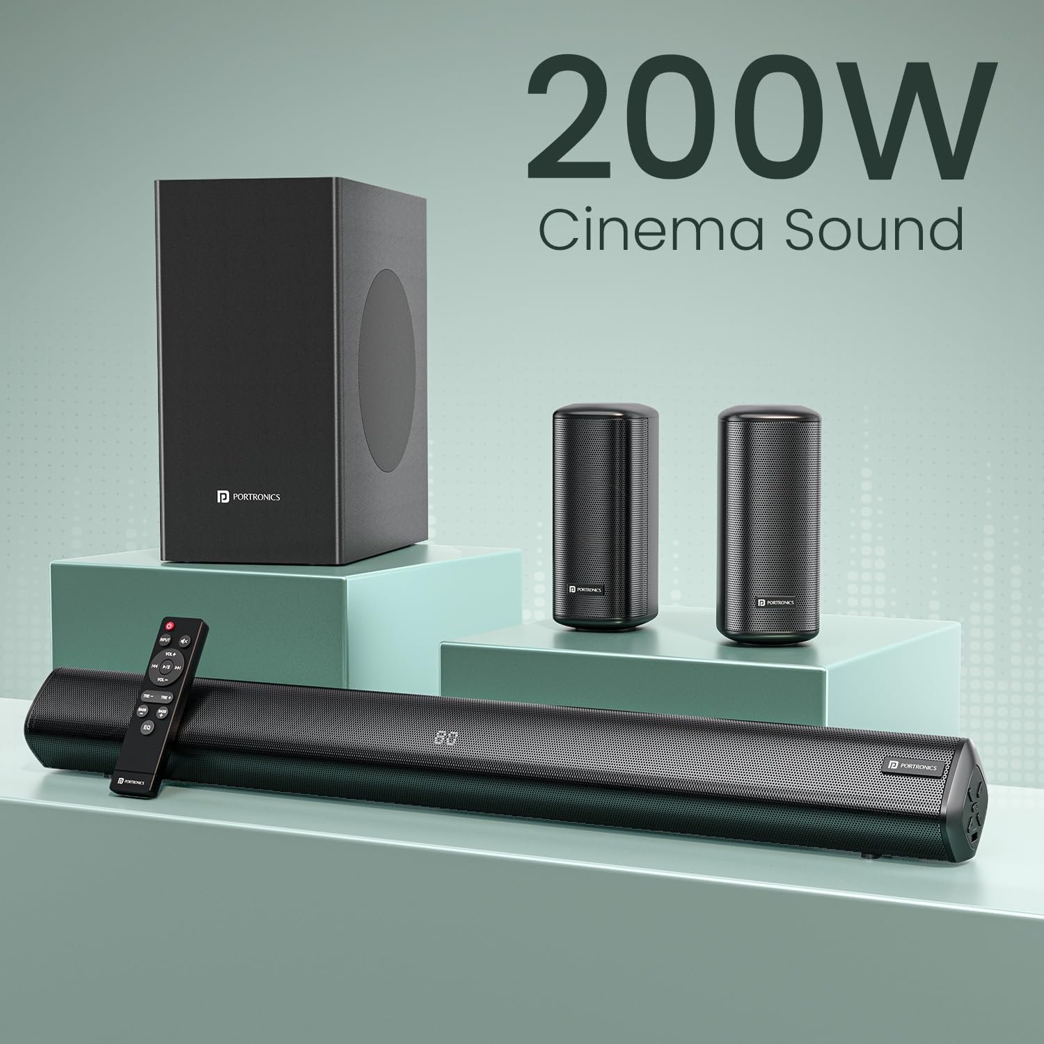 Portronics CineArc 200W 5.1 Channel Bluetooth Soundbar System (Black)